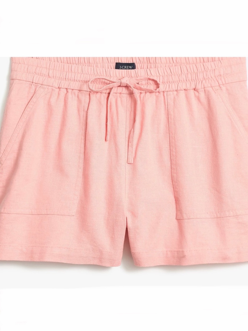 J. Crew Coral Drawstring Linen-Blend Shorts